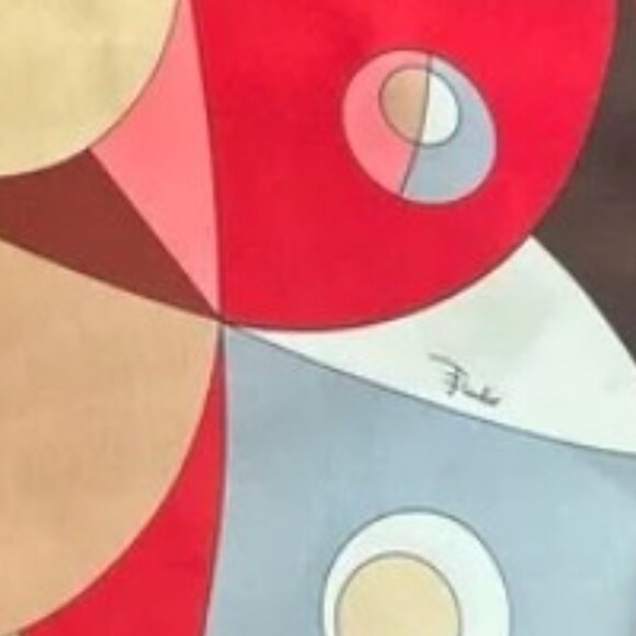 EMILIO PUCCI AUTHENTIC  “Comessa”  Red Tan Geometric Tote Bag - Picture 9 of 10